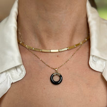 Load image into Gallery viewer, Estate 14KT Yellow Gold Geometric Black Onyx Round Pendant