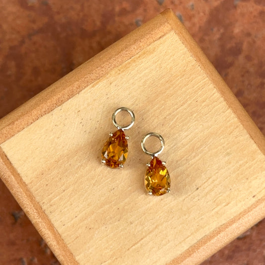 14KT Yellow Gold Citrine Pear-Shaped Earring Charms