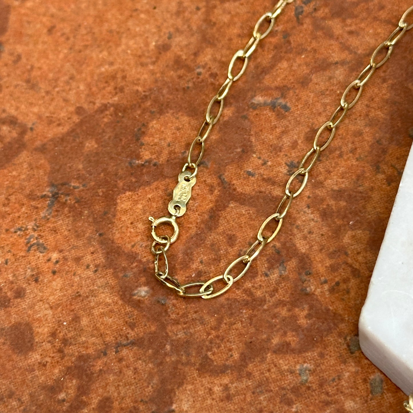14KT Yellow Gold Ruby Horseshoe Chain Necklace 18" - LSJ