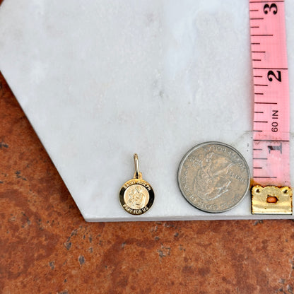 14KT Yellow Gold St Joseph Round Medal Pendant Charm Solid 12mm