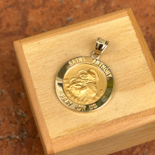 14KT Yellow Gold St Anthony Round Medal Pendant 23mm