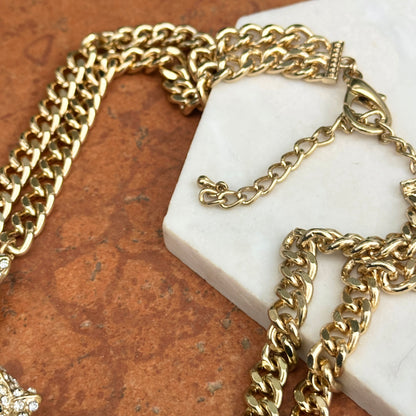 Estate Gold-Plated Brass CZ Double Panther Statement Necklace - LSJ