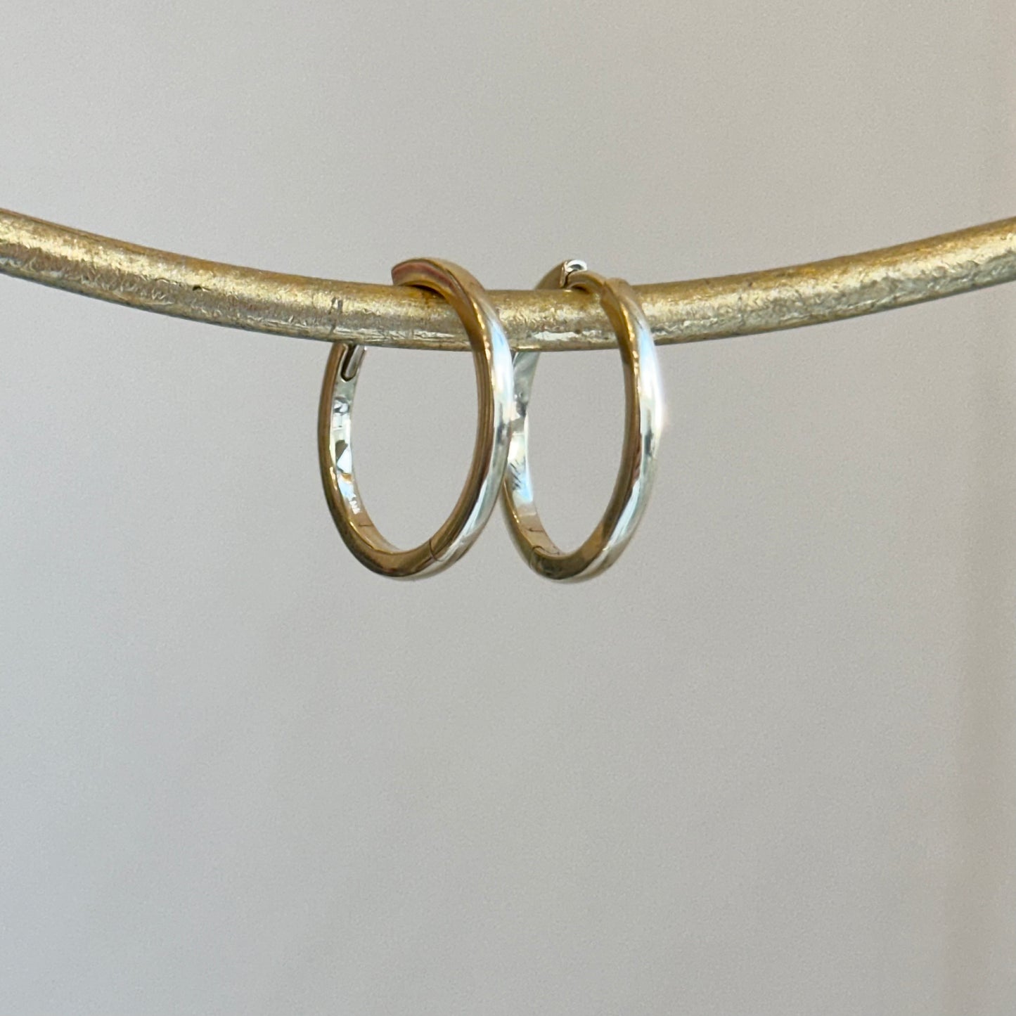 14KT Yellow Gold Thin Round Solid Hoop Earrings 18mm