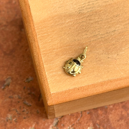 14KT Yellow Gold Black Enamel Ladybug Pendant Charm