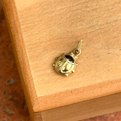 14KT Yellow Gold Black Enamel Ladybug Pendant Charm