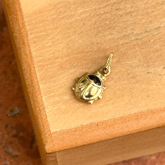 14KT Yellow Gold Black Enamel Ladybug Pendant Charm