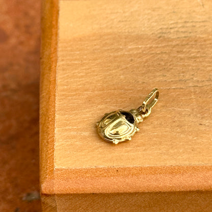 14KT Yellow Gold Black Enamel Ladybug Pendant Charm