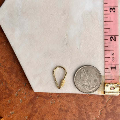 14KT Yellow Gold Teardrop Carabiner Screw Clasp/ Shortener/ Pendant Hanger - LSJ