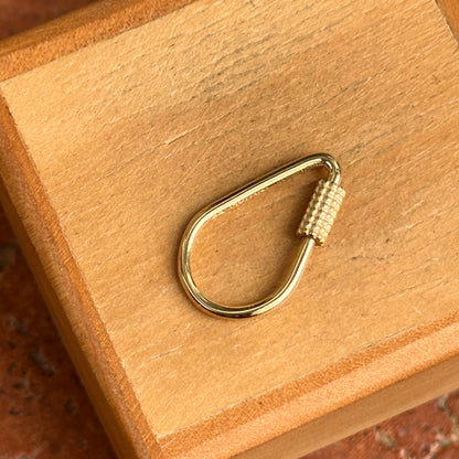 14KT Yellow Gold Teardrop Carabiner Screw Clasp/ Shortener/ Pendant Hanger - LSJ