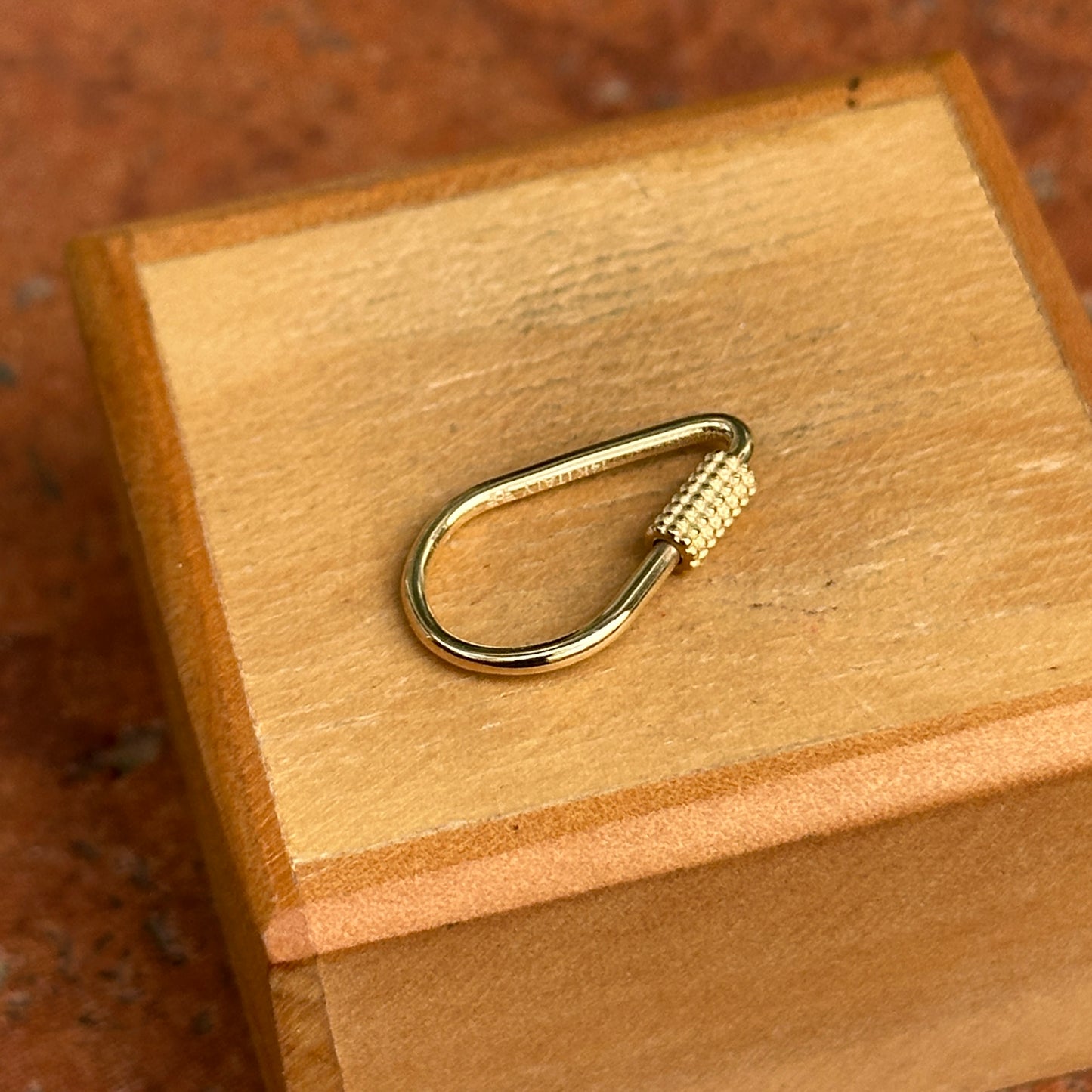 14KT Yellow Gold Teardrop Carabiner Screw Clasp/ Shortener/ Pendant Hanger - LSJ