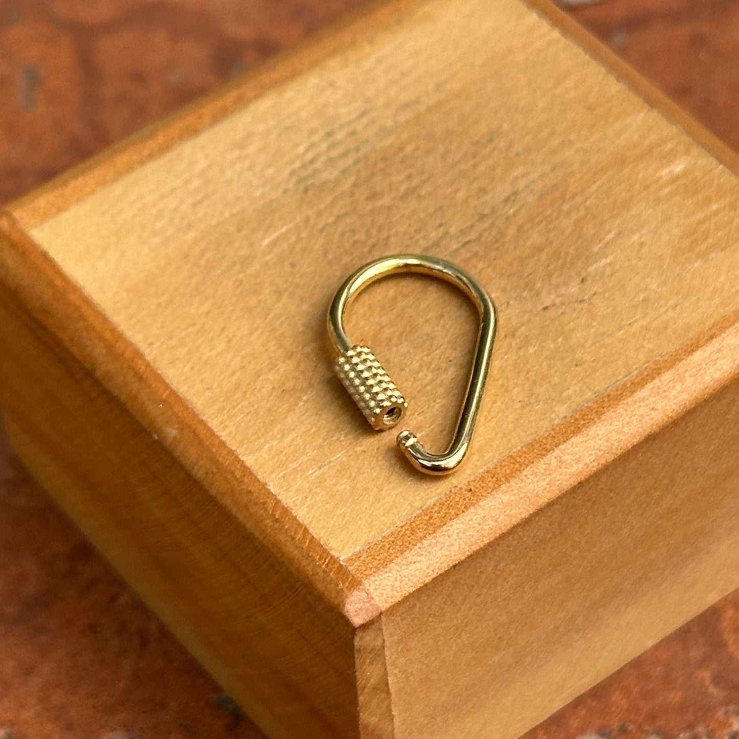 14KT Yellow Gold Teardrop Carabiner Screw Clasp/ Shortener/ Pendant Hanger - LSJ