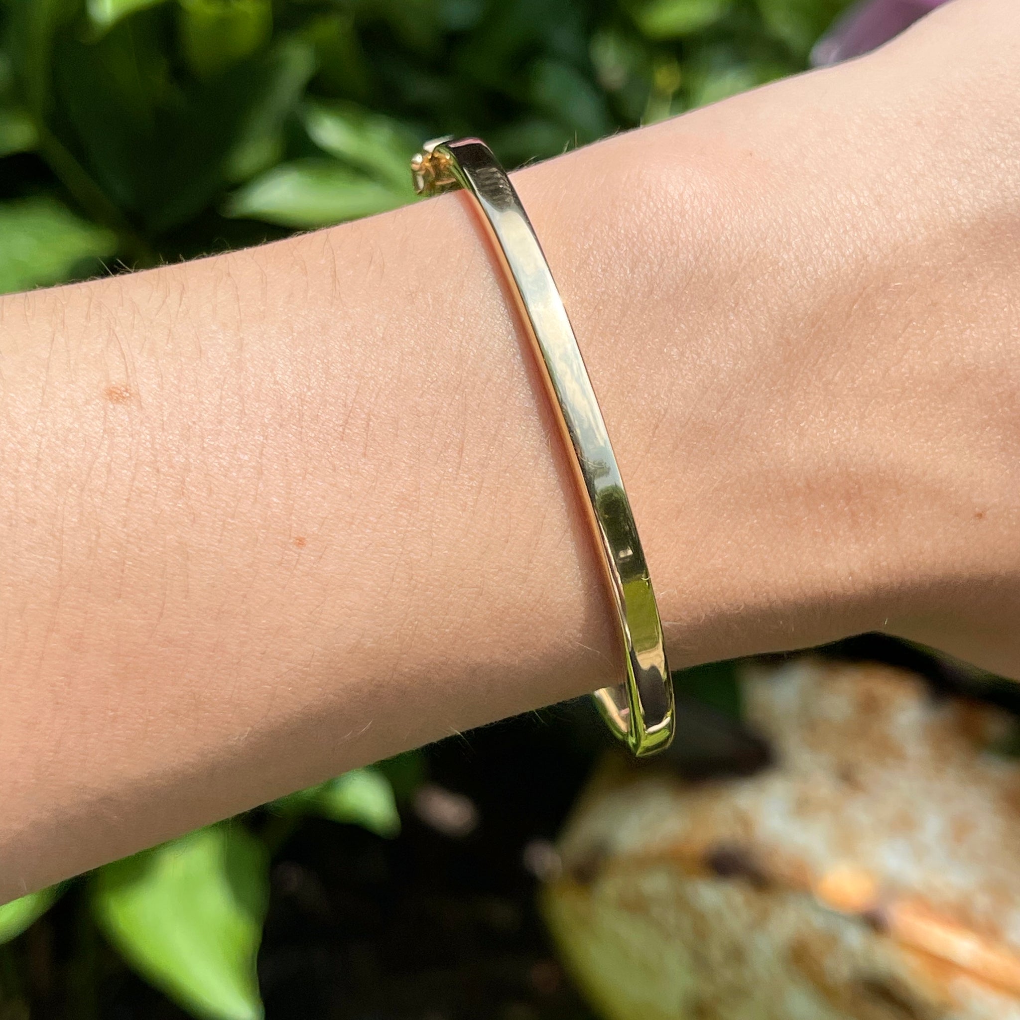 Plain Gold Hinged Bracelet, 14k Real Gold Bangle, Wide Gold Cuff, 6 mm  Hinged Bangle, Real Gold Bracelet