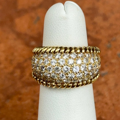 Estate 18KT Yellow Gold & Pave Diamond Wide Design Cigar Band Ring 13mm