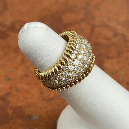 Estate 18KT Yellow Gold & Pave Diamond Wide Design Cigar Band Ring 13mm