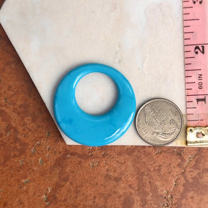 Estate Turquoise Glass Round Disc Earring Charms 33mm - LSJ