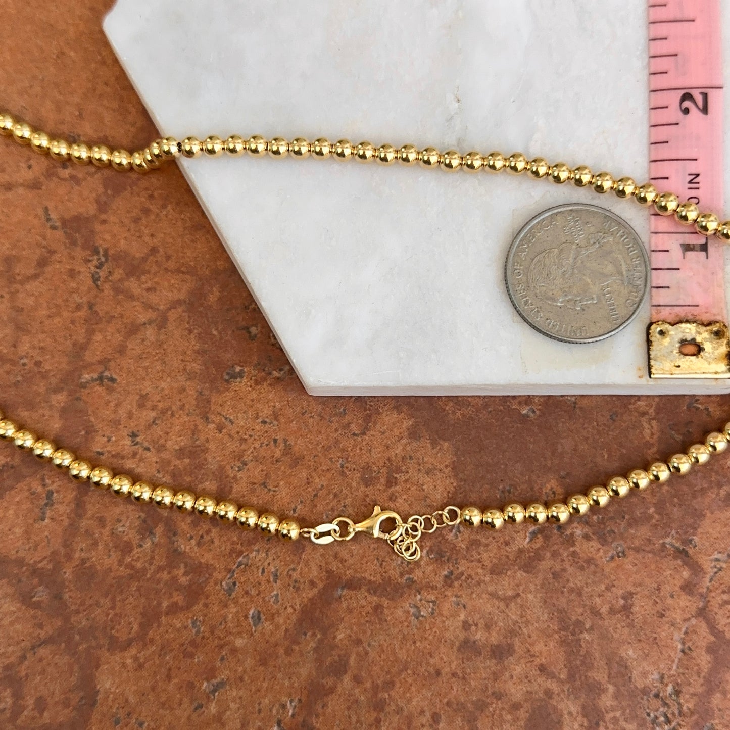 Estate 14KT Yellow Gold 4mm Beaded Ball Chain Necklace