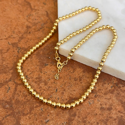 Estate 14KT Yellow Gold 4mm Beaded Ball Chain Necklace