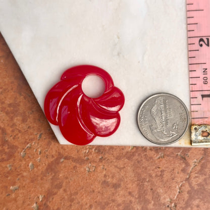 Estate Red Round Swirl Lucite Earring Charms - LSJ