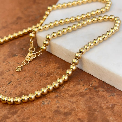 Estate 14KT Yellow Gold 4mm Beaded Ball Chain Necklace
