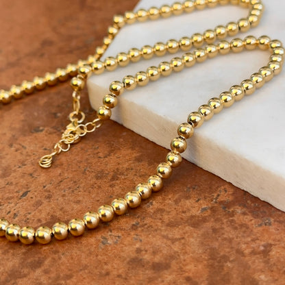 Estate 14KT Yellow Gold 4mm Beaded Ball Chain Necklace