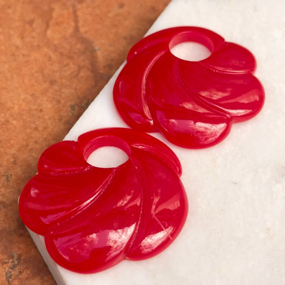 Estate Red Round Swirl Lucite Earring Charms - LSJ