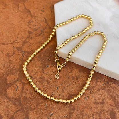 Estate 14KT Yellow Gold 4mm Beaded Ball Chain Necklace