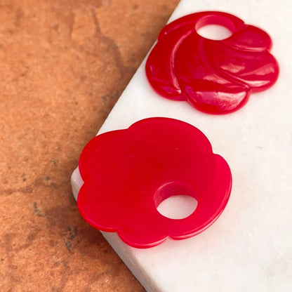 Estate Red Round Swirl Lucite Earring Charms - LSJ