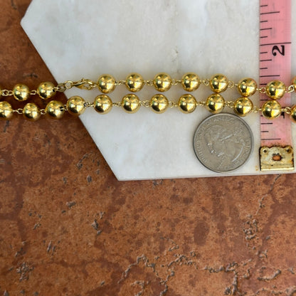 Estate 14KT Yellow Gold Beaded 7mm Ball Station Necklace