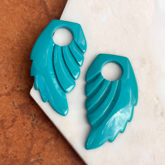 Estate Turquoise Color Lucite Feather Earring Charms - LSJ