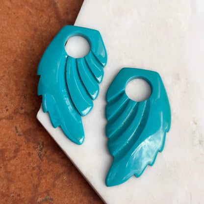 Estate Turquoise Color Lucite Feather Earring Charms - LSJ