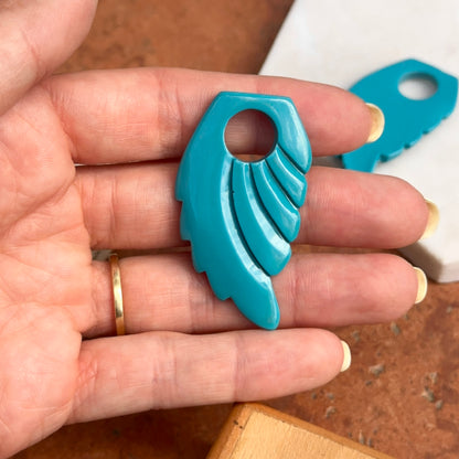 Estate Turquoise Color Lucite Feather Earring Charms - LSJ