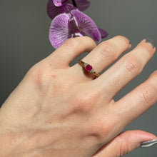 Load image into Gallery viewer, Estate 10KT Yellow Gold Oval Ruby + Diamond Accent Ring