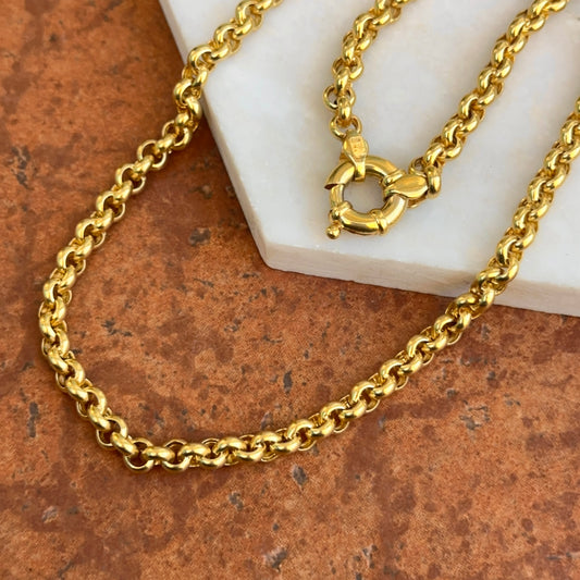 Estate 14KT Yellow Gold 5mm Rolo Chain Toggle Ring Necklace 16"