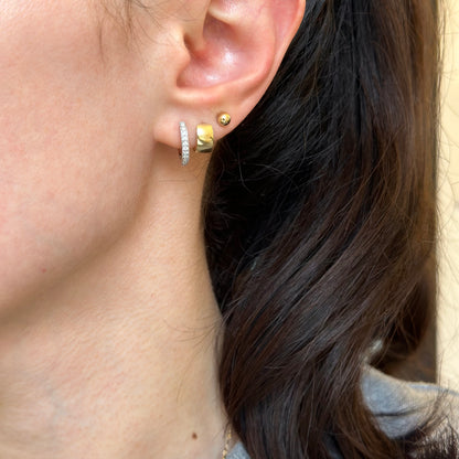 14KT White Gold .13 CT Lab Diamond Huggie Hoop Earrings