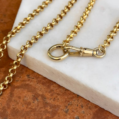 Estate 14KT Yellow Gold Rolo Chain Swivel Hinged Clasp Charm Hanger Necklace 24"