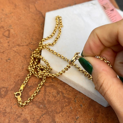 Estate 14KT Yellow Gold Rolo Chain Swivel Hinged Clasp Charm Hanger Necklace 24"
