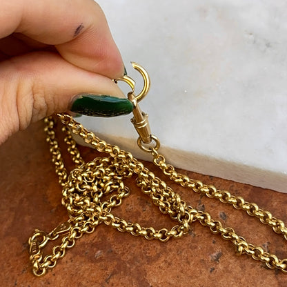 Estate 14KT Yellow Gold Rolo Chain Swivel Hinged Clasp Charm Hanger Necklace 24"
