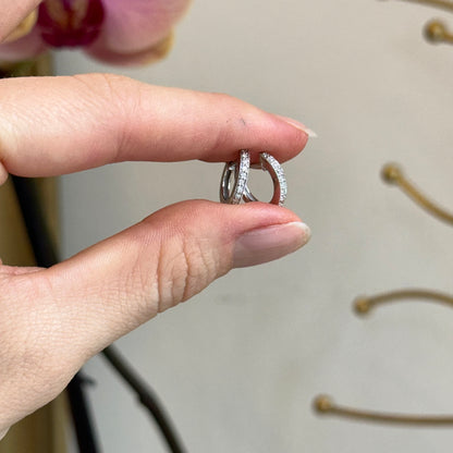 14KT White Gold .13 CT Lab Diamond Huggie Hoop Earrings