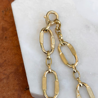 Estate 14KT Yellow Gold Matte Oval Flat Concave Style Links Chain Bracelet