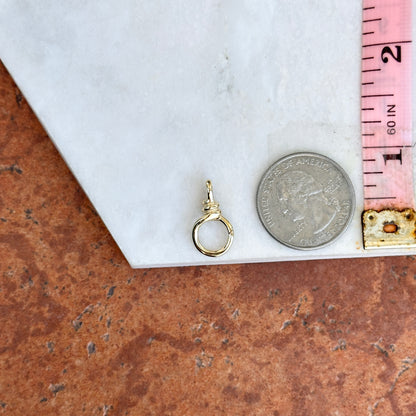 14KT Yellow Gold Twisted Round Push-In Charm Holder / Clasp 10mm