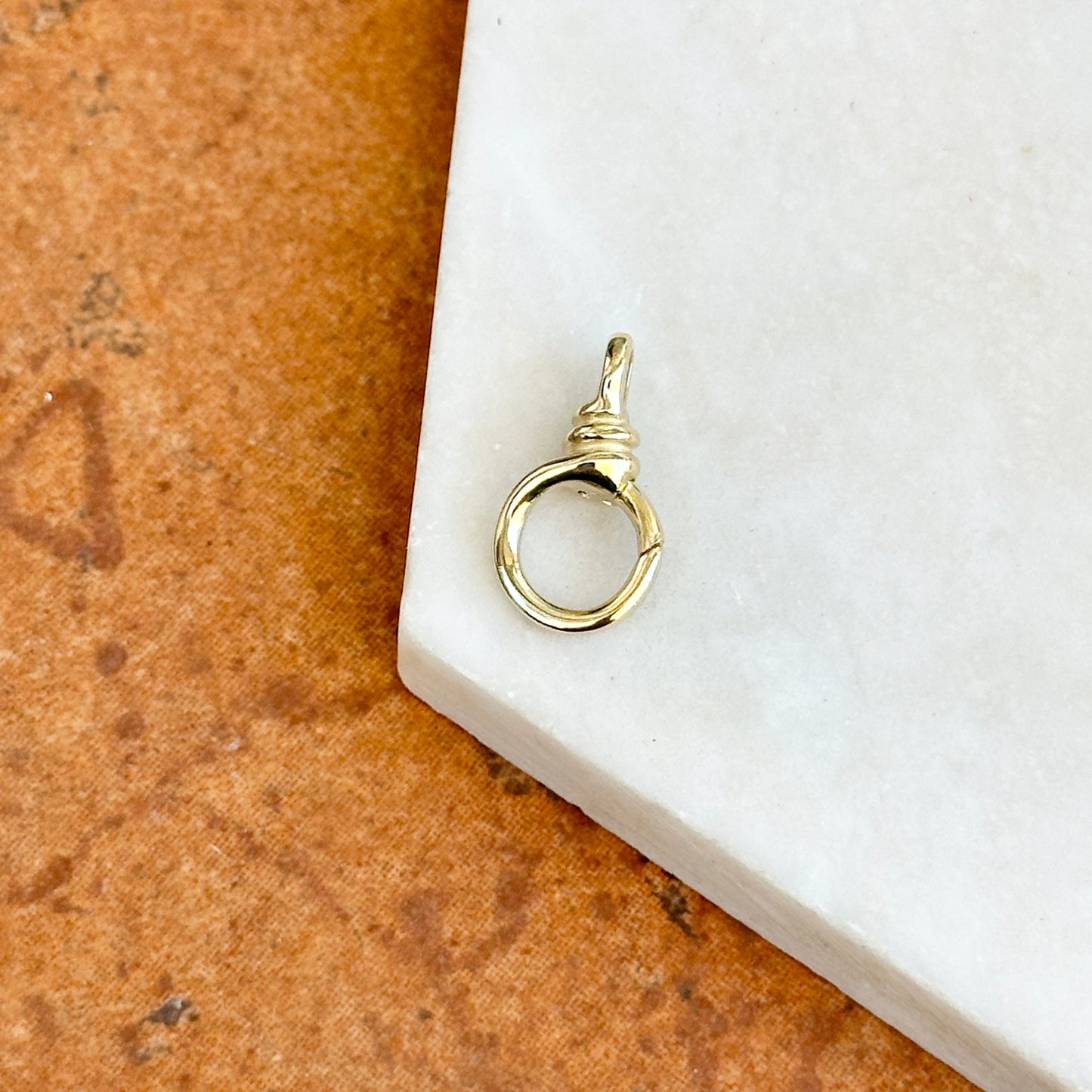 14KT Yellow Gold Twisted Round Push-In Charm Holder / Clasp 10mm