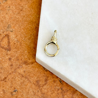 14KT Yellow Gold Twisted Round Push-In Charm Holder / Clasp 10mm