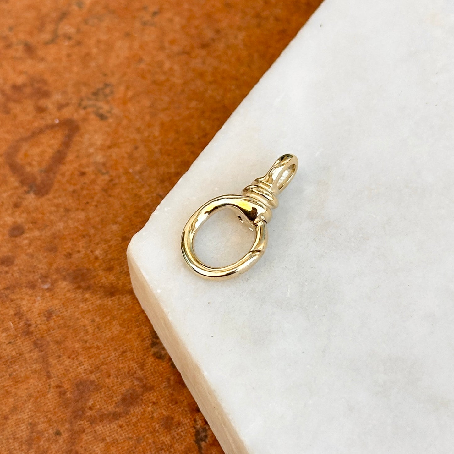 14KT Yellow Gold Twisted Round Push-In Charm Holder / Clasp 10mm