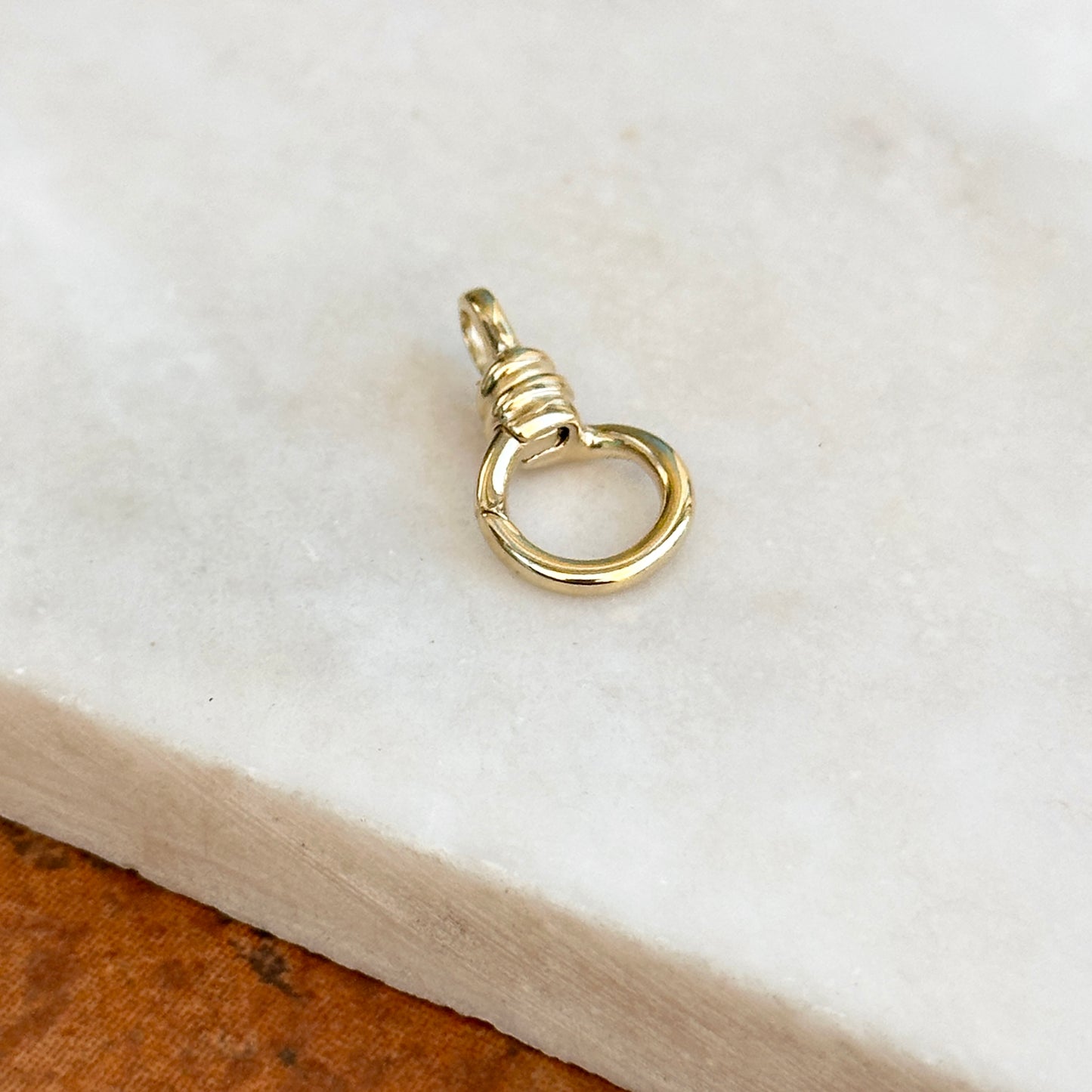 14KT Yellow Gold Twisted Round Push-In Charm Holder / Clasp 10mm