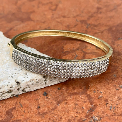 Estate 14KT Yellow Gold 4.44 CT Pave Diamond Bangle Bracelet