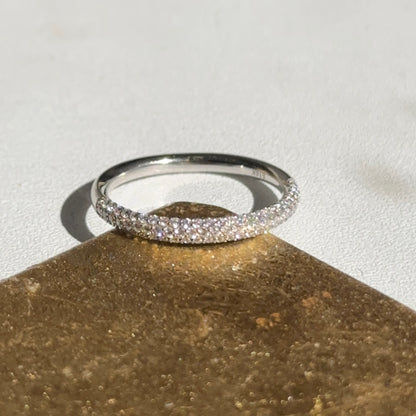 14KT White Gold 3/8 CT Pave Diamond Band Ring - LSJ