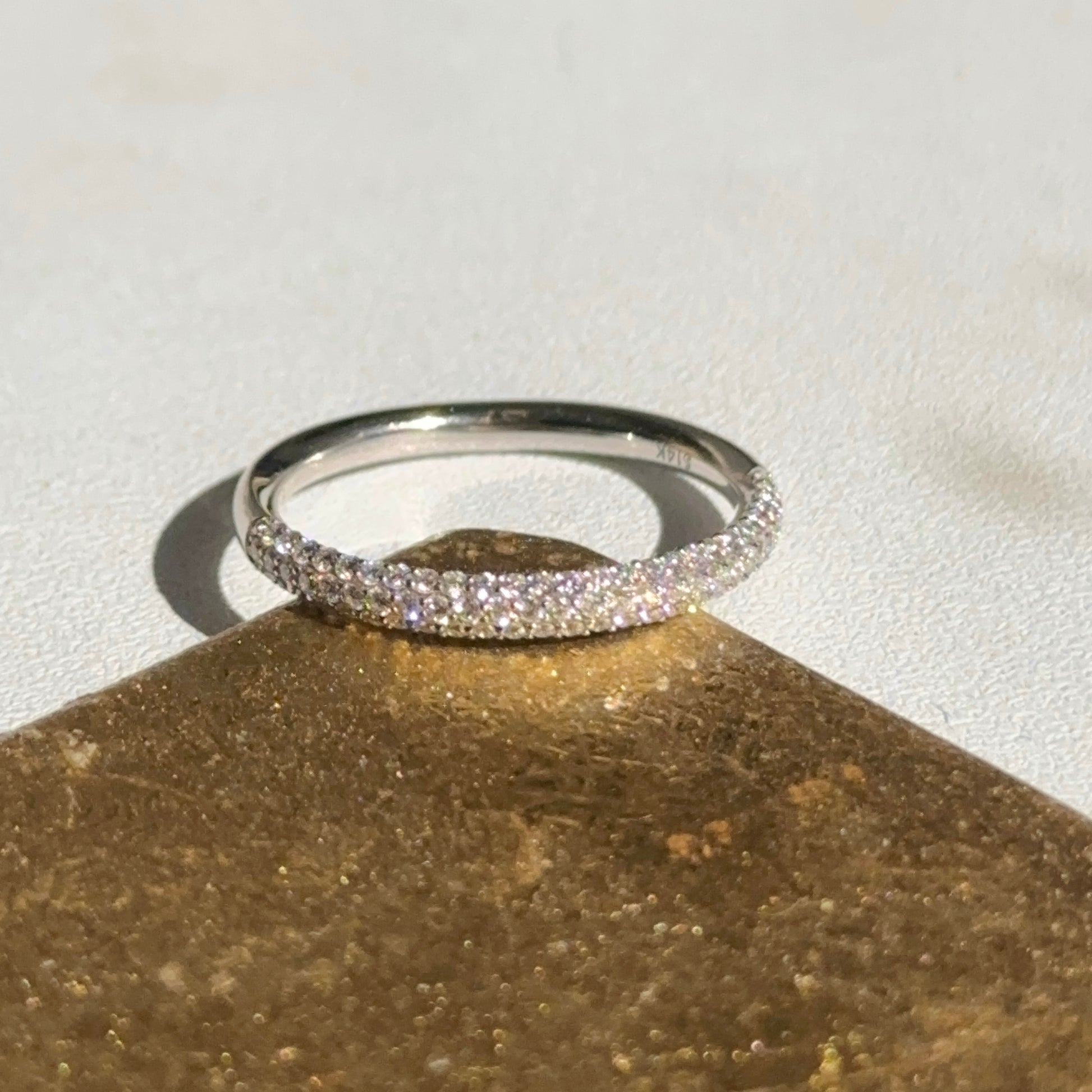 14KT White Gold 3/8 CT Pave Diamond Band Ring - LSJ