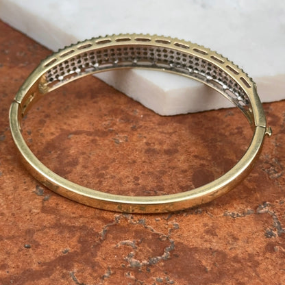 Estate 14KT Yellow Gold 4.44 CT Pave Diamond Bangle Bracelet