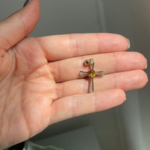 Load image into Gallery viewer, Estate 10KT Yellow Gold Citrine + Diamond Cut-Out Cross Pendant