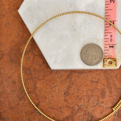 Estate 14KT Yellow Gold Beaded 1.3mm Ball Adjustable Collar Necklace